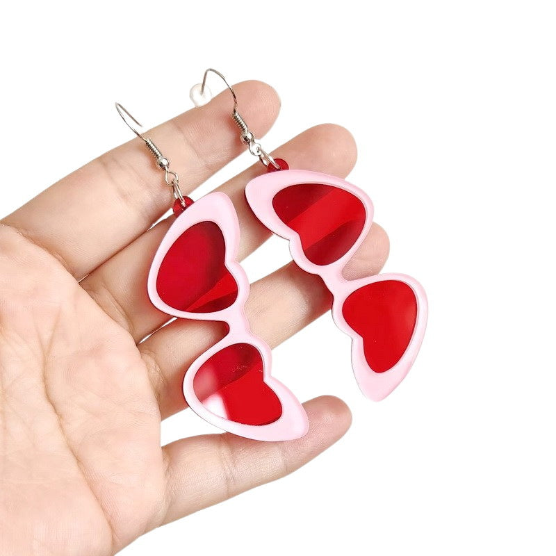 Wholesale Clear Acrylic Heart Shaped Sunglasses Earrings